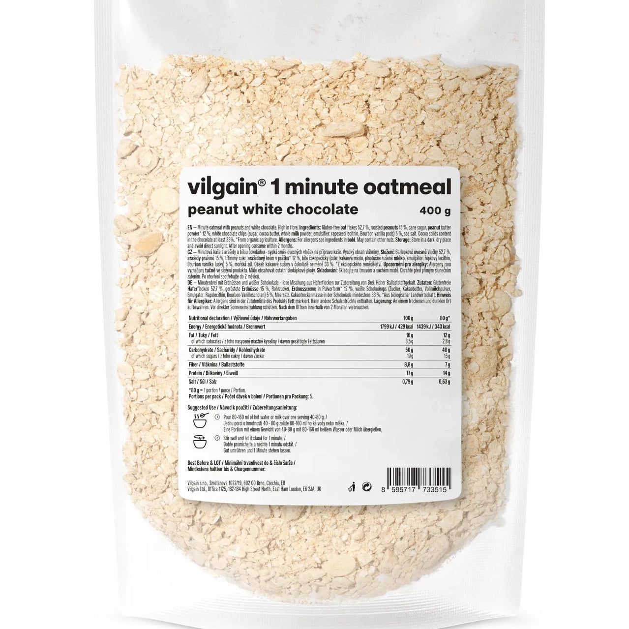 Vilgain 1 minutt havregryn - 400g - Norgain