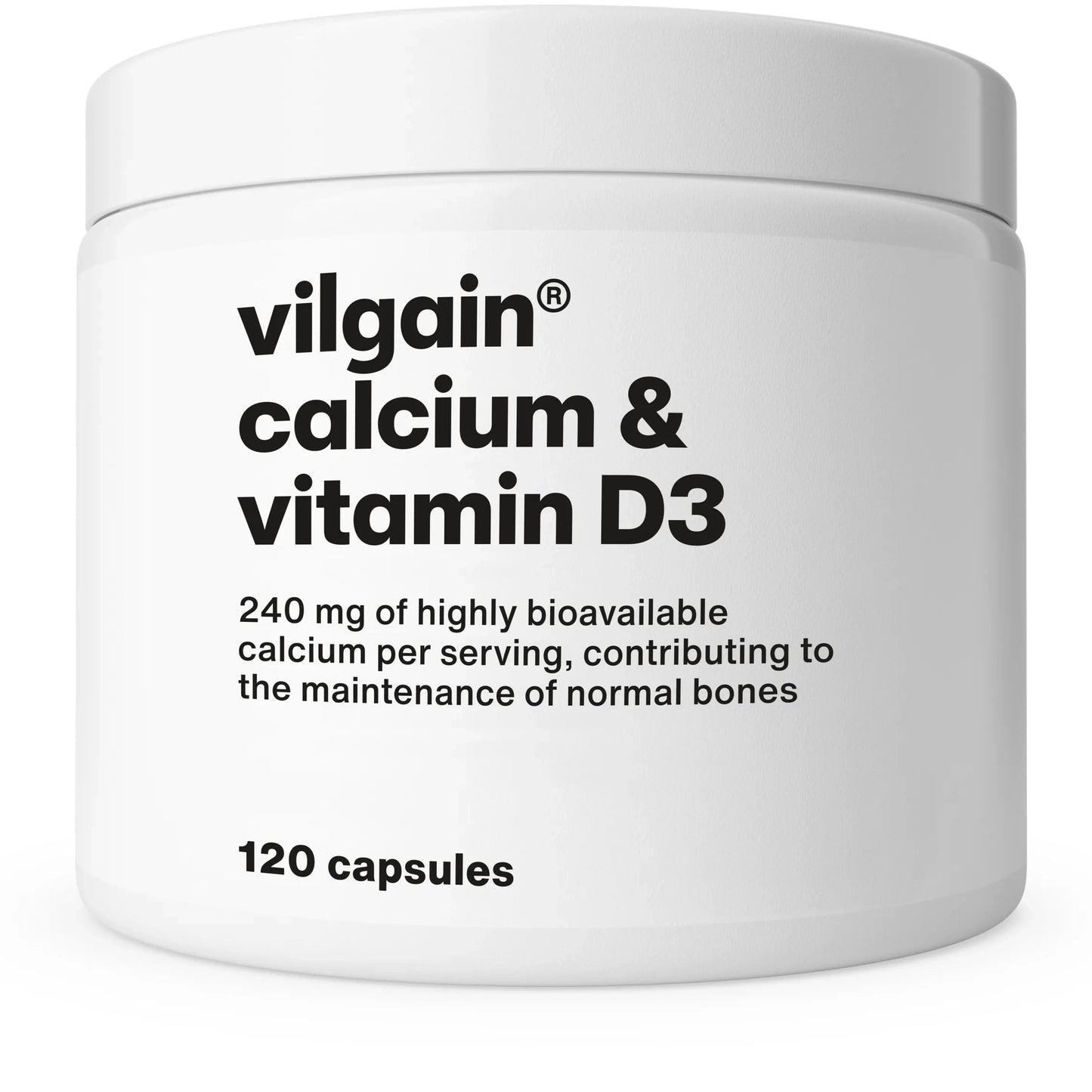 Vilgain Kalsium & Vitamin D3 - 120 kapsler - Norgain