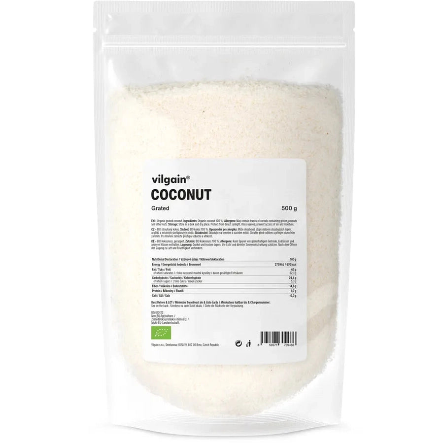 Vilgain Økologisk Kokosrasp - 500g – Kort holdbarhet (best før 01.10.2026)