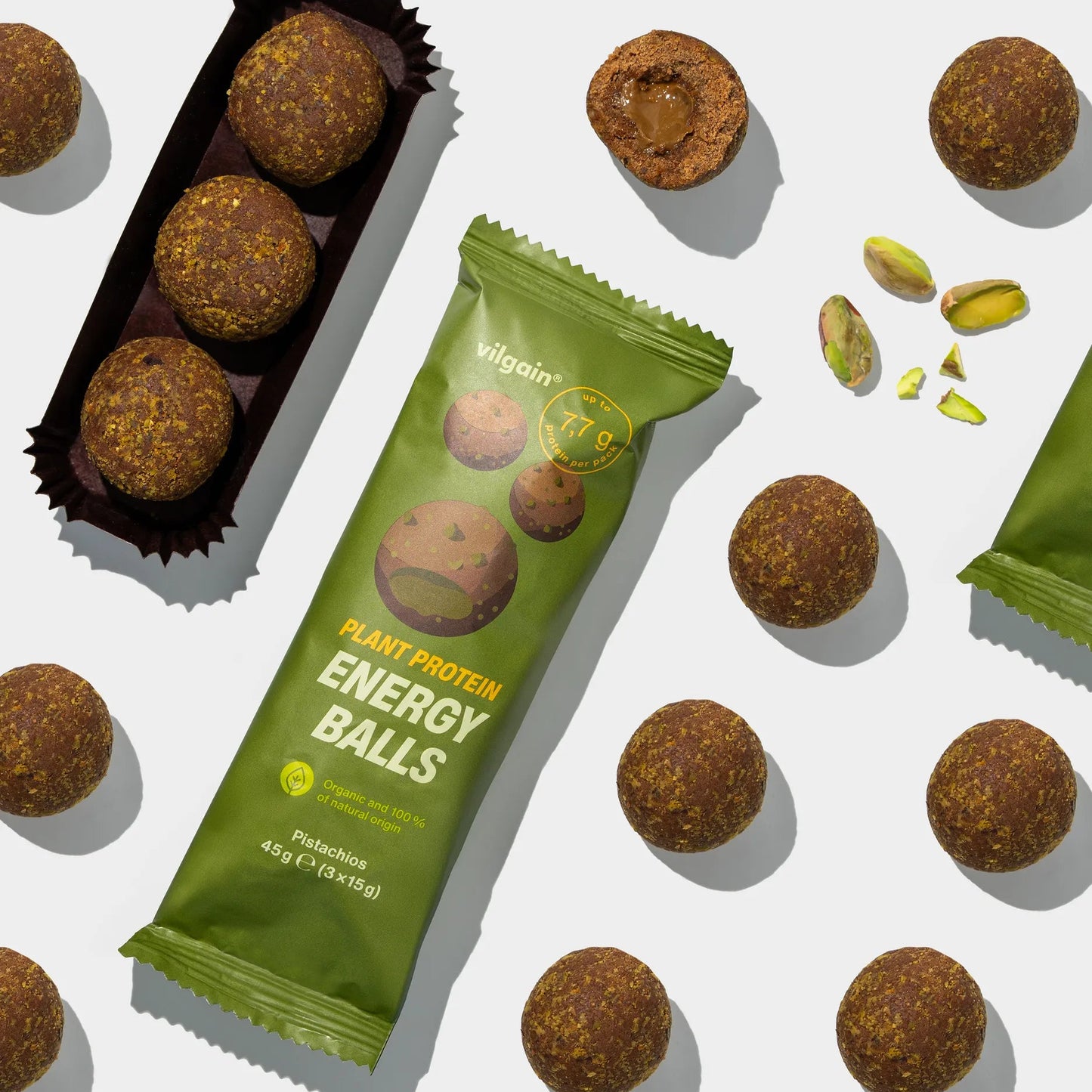 Vilgain Økologisk Plant Protein Energy Balls - 45g (3 x 15g) - Norgain