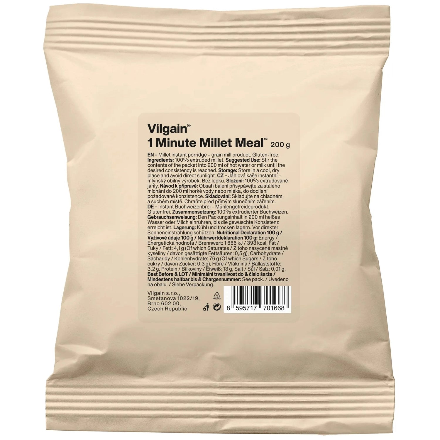 Vilgain 1 minutt hirse grøt - 200g - Norgain