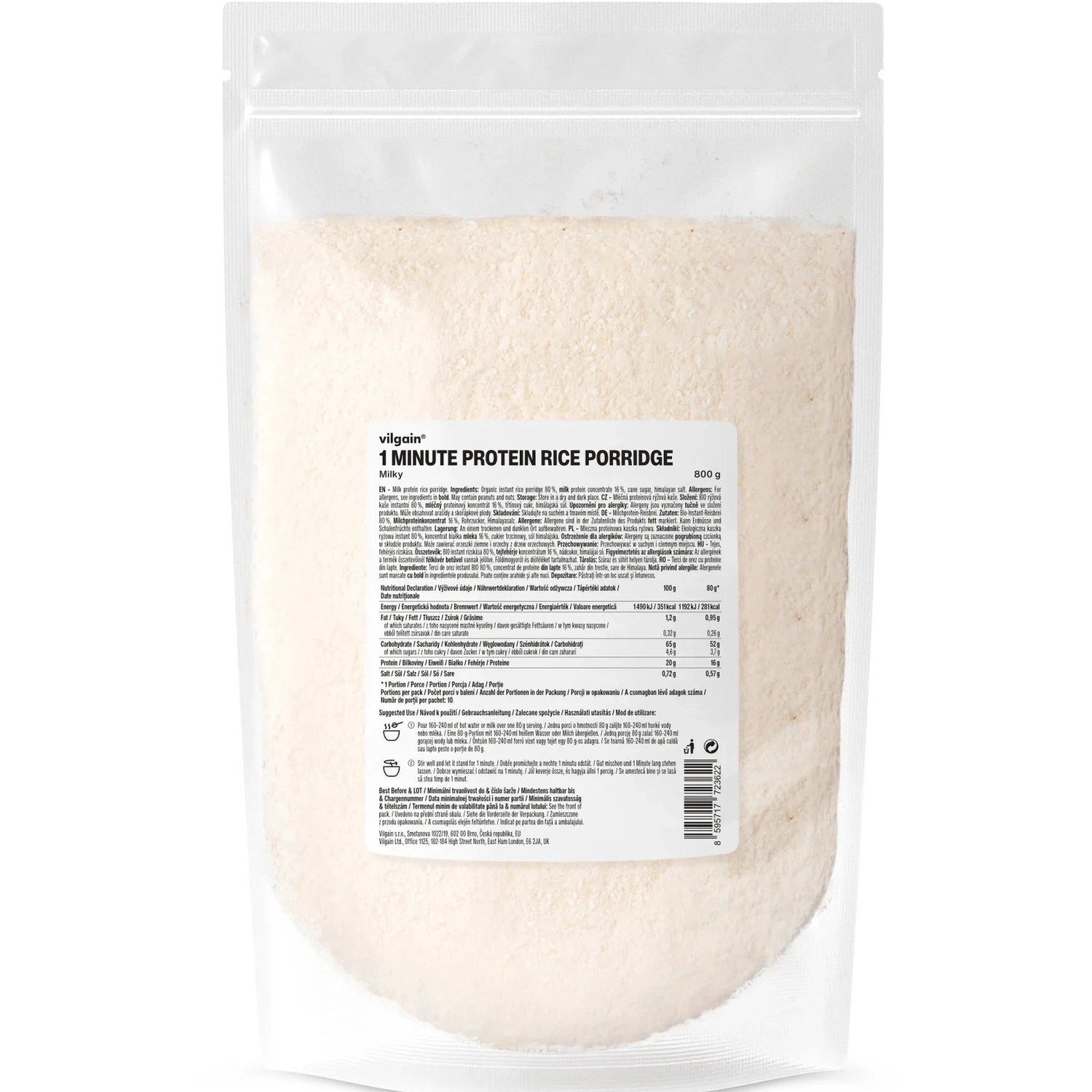 Vilgain 1 minutt proteinrik risgrøt - 800g - Norgain