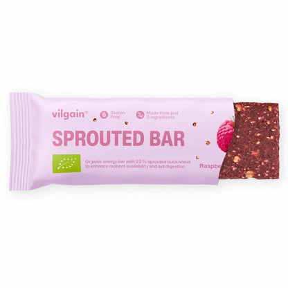Vilgain Sprouted Energibar Bringebær - 35g - Norgain
