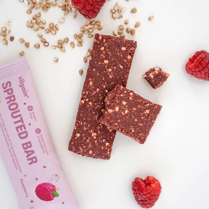 Vilgain Sprouted Energibar Bringebær - 35g - Norgain