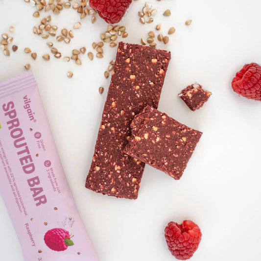 Vilgain Sprouted Energibar Bringebær - 35g