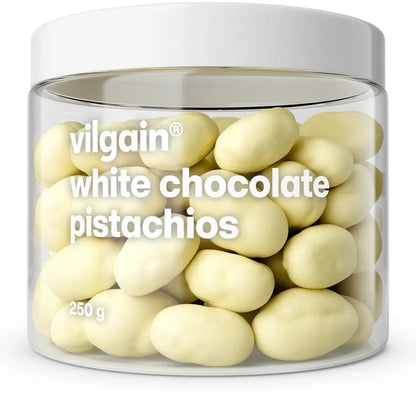 Vilgain Pistasjnøtter med sjokoladeovertrekk – hvit sjokolade - 250g - Norgain